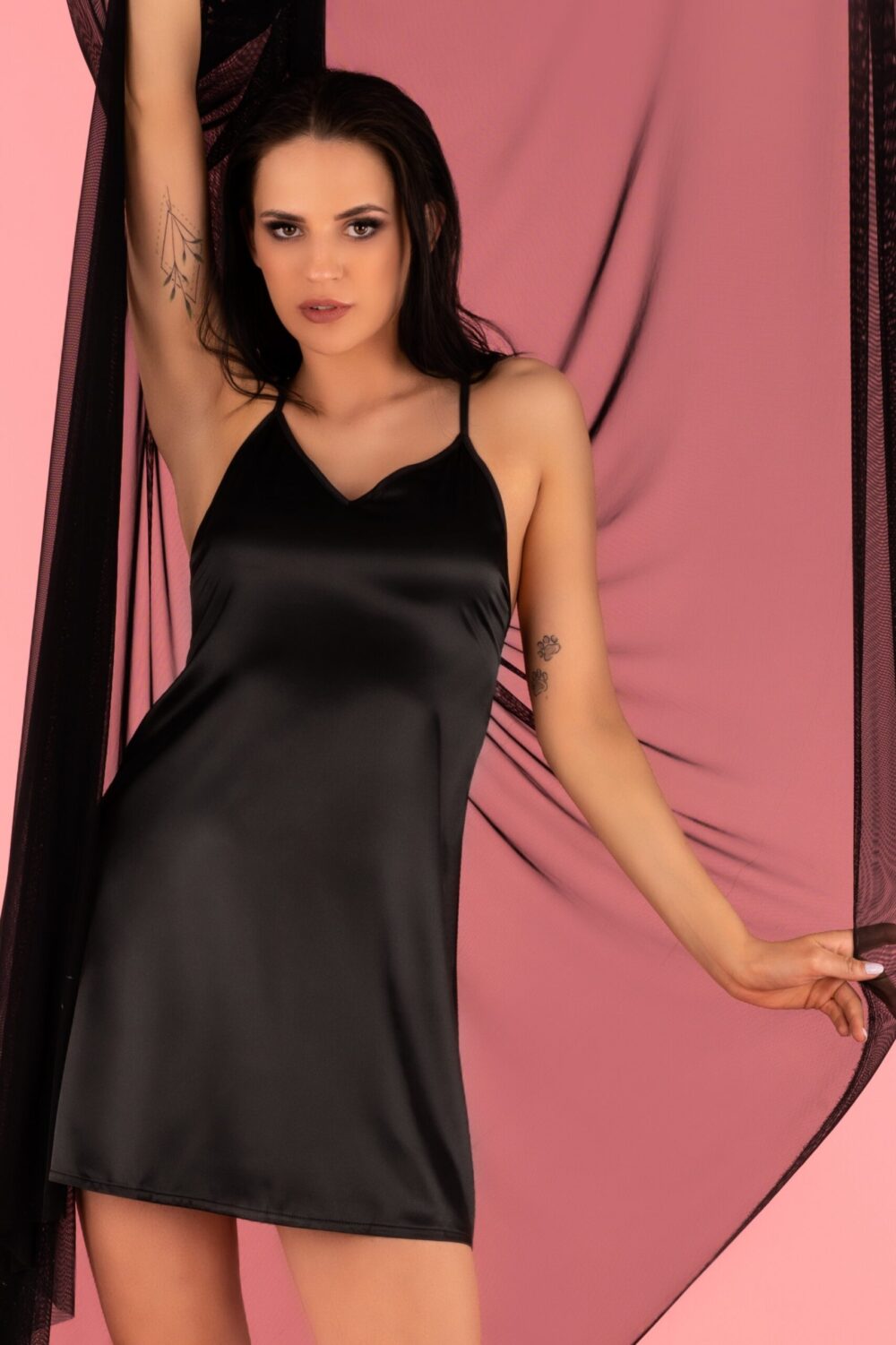 Zmysłowa Koszulka Damska i Stringi Mirdama Black LC 90519 Est Belle Black Czarny Collection LivCo Corsetti Fashion