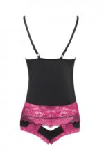 Koszulka Damska i Majtki Beccina LC 90430 Pink Rosses Black Czarny Collection LivCo Corsetti Fashion