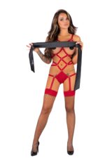 Thiara Red/Czerwone zmysłowe body z pończochami LivCo Corsetti Fashion